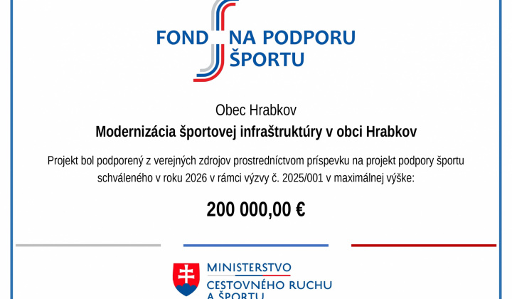 Projekty / Modernizácia športovej infraštruktúry v obci Hrabkov - foto